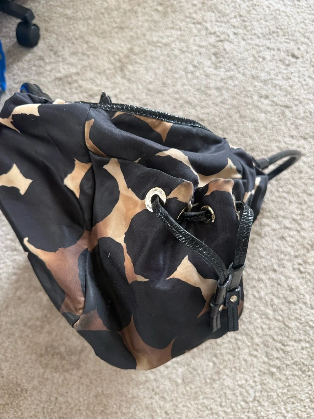 Kate Spade Black and Taupe Patterned Diaper Bag + Diaper Pad